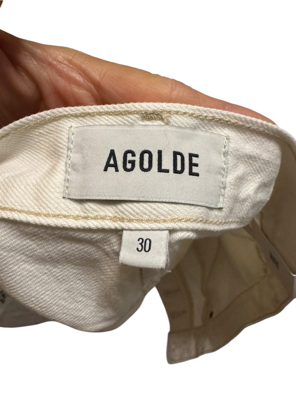 NEW Agolde White Raw Hem Parker Long Short Button Fly Women's 30 - Picture 3 of 9